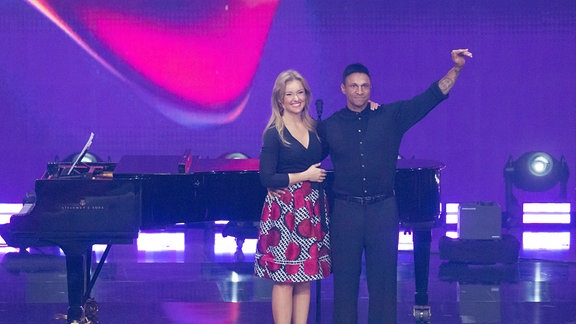 Patrice Aminati und Daniel Aminati bei der Beatrice Egli Show im Studio Berlin Adlershof am 08.04.2025.