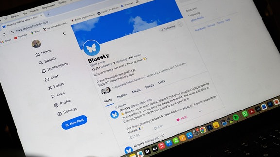 Social Media App Bluesky auf einem Bildschirm