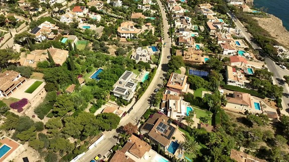 Luxusvillen auf Mallorca von oben.