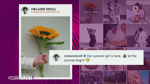 Instagram-Botschaft von Malanie Kroll zur Geburt ihrer Tochter