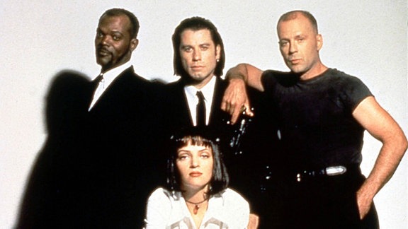 SAMUEL L JACKSON, JOHN TRAVOLTA, BRUCE WILLIS, UMA THURMAN PULP FICTION USA, 1994