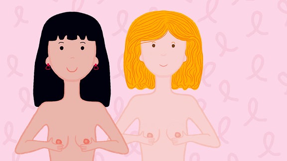 Illustration – Frauen untersuchen ihre Brüste