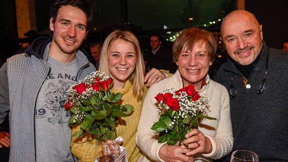 Felix Neureuther mit Miriam Rosi Mittermaier und Christian Neureuther