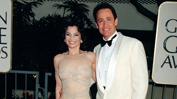 Fran Drescher und ihr Mann Peter Marc Jacobson bei den Golden Globe Awards 1997 in Los Angeles.