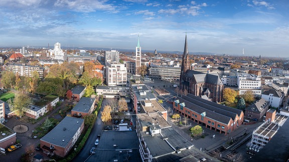 Luftaufnahme der Innenstadt von Gelsenkirchen