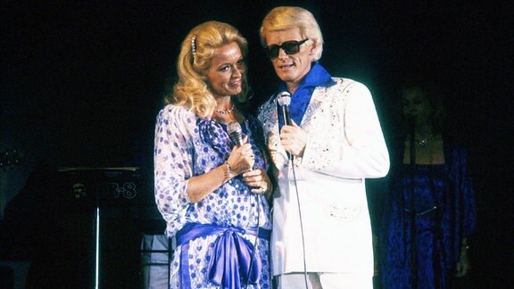 Heino und Hannelore im Juli 1985 während eines Konzertes.