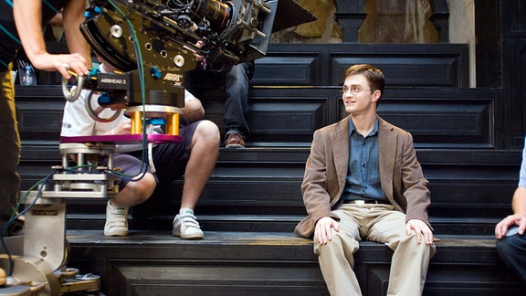 Harry Potter Darsteller Daniel Radcliffe am Filmset, 2007