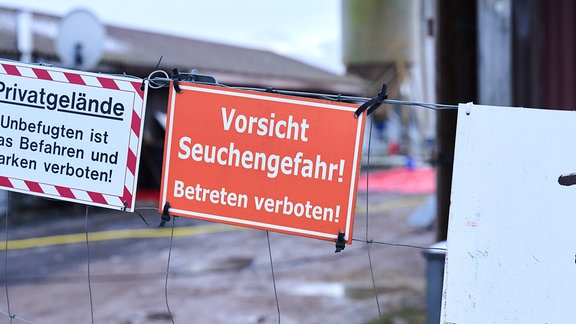 „Vorsicht Seuchengefahr!“ steht auf einem Schild
