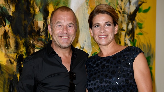 Heino Ferch, Schauspieler kommt mit Ehefrau Marie-Jeanette zu einer Installation des Labels Laurel.