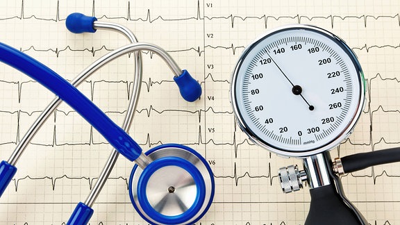 Stethoskop und EKG Kurve