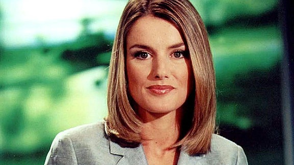 Die Fernsehjournalistin Letizia Ortiz am 11.9.2003 in Madrid im Studio. 