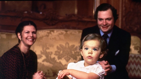 Königin Silvia und ihr Mann Carl Gustaf mit ihrer Tochter