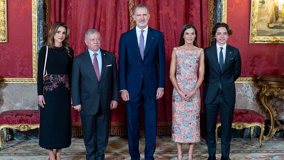 Felipe und Letizia mit Abdullah II bin Al Hussein und Rania 