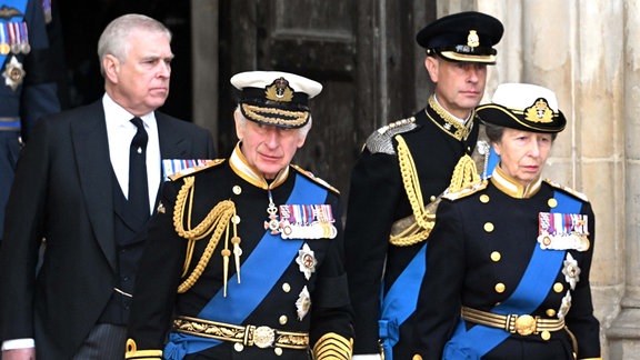 Prince Andrew, King Charles III, Prince Edward, Princess Anne 