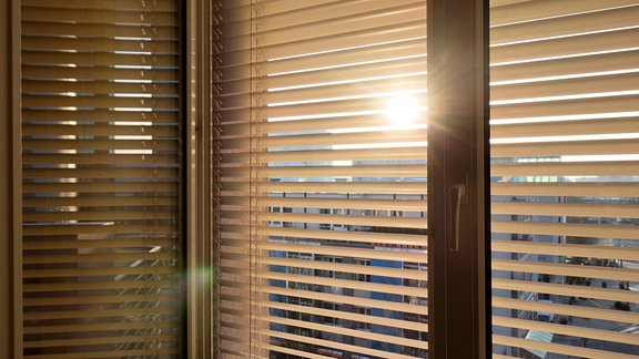 Sonne scheint durch eine Jalousie