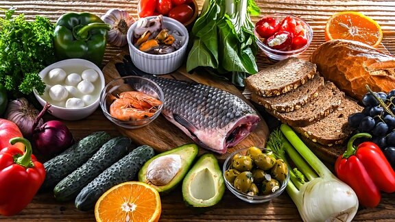Verschiedene Zutatet zur mediterranen Küche