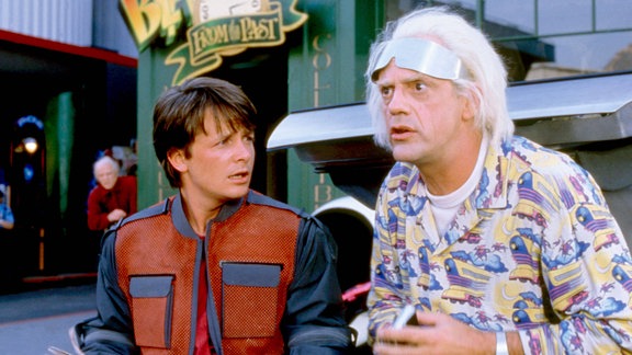 Michael J. Fox und Christopher Lloyd, 1989 in Zurück in die Zukunft II.