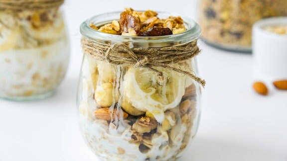 Haferflocken Müsli im Glas