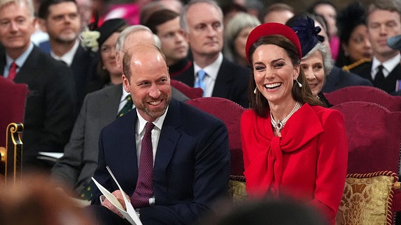 Der britische Prinz William und Kate, die Prinzessin von Wales, nehmen am jährlichen Festgottesdienst zum Commonwealth Day in der Westminster Abbey in London teil.