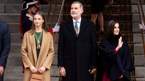 Kornprinzessin Leonor von Spanien, König Felipe von Spanien und Königin Letizia von Spaninen