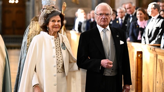 König Carl Gustaf (SE), Königin Silvia (SE), beim Dankgottesdienst Te Deum anlässlich der Geburt des vierten Kindes von Sofia und Carl Philip in der Schlosskirche in Stockholm