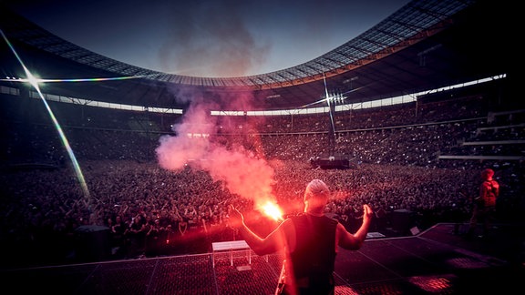 Die Band Rammstein im Olympiastadion Berlin.