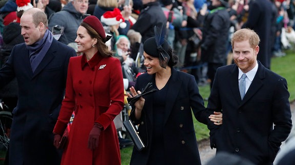 Großbritanniens Prinz William, Kate, Gräfin von Cambridge, Meghan Gräfin von Sussex und Prinz Harry
