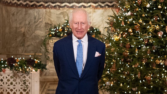 König Charles III. während Weihnachtsansprache in London