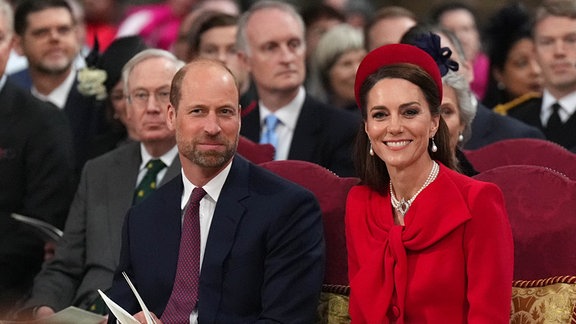 Beschreibung Die britische Prinzessin Kate von Wales und Prinz William nehmen an der jährlichen Feier zum Commonwealth Day in der Westminster Abbey in London teil.