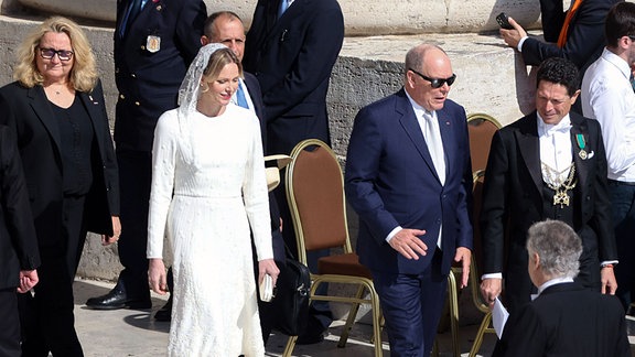 Charlene von Monaco und Fürst Albert bei der Amtseinführung von Papst Leo XIV.