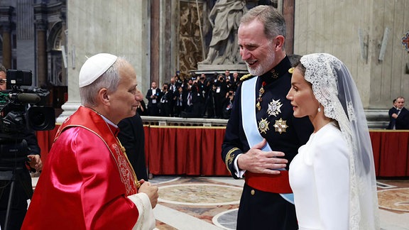 Königin Letizia und König Felipe von Spanien bei einem Treffen mit Papst Leo XIV. im Vatikan