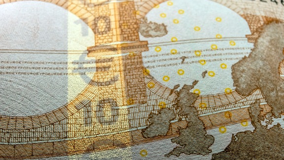 Sicherheitsfaden in einem 10-Euro Schein
