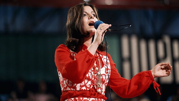 Marianne Rosenberg 1976 bei ihrem Auftritt in der Fernsehshow "ZDF-Hitparade".