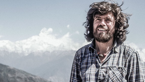Reinhold Messner Extrembergsteiger beim Trekking in Nepal, 1993