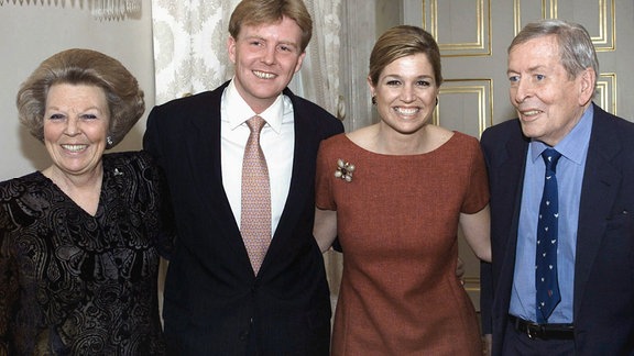 Kronprinz Willem Alexander (33) und Maxima Zorreguieta (30), am 30.3.2001 im königlichen Noordeinde-Palast