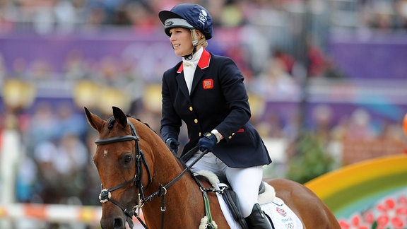 Springreiterin Zara Phillips 2012 bei den Olympischen Spielen in London.